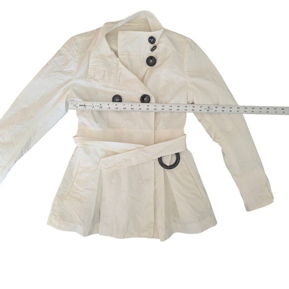 Esprit Womens Off White Double Breasted Belted Trench Coat Jacket Size Small - Picture 13 of 14